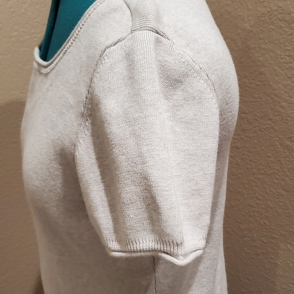 PERUVIAN CONNECTION 100% PIMA COTTON BEIGE SHORT SLEEVE SWEATER WOMEN MEDIUM - Picture 8 of 16